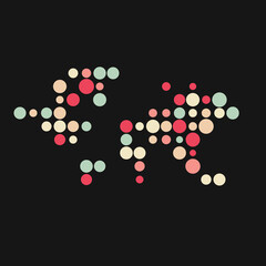 World 2 Silhouette Pixelated pattern map illustration