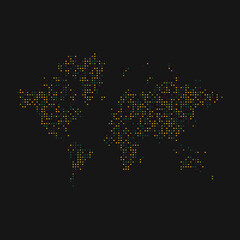 World 2 Silhouette Pixelated pattern map illustration