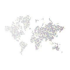 Fototapeta na wymiar World 2 Silhouette Pixelated pattern map illustration