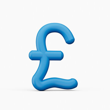 Blue Pound currency icon isolated on white 3D illustration