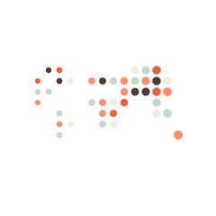 World 3 Silhouette Pixelated pattern map illustration