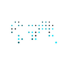 World 3 Silhouette Pixelated pattern map illustration