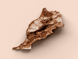 Map of Morocco in old style, brown graphics in a retro style Vintage Style. High detailed 3d illustration