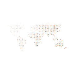 World 3 Silhouette Pixelated pattern map illustration