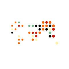 World 3 Silhouette Pixelated pattern map illustration