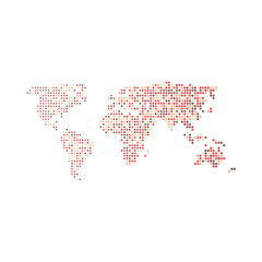 World 3 Silhouette Pixelated pattern map illustration