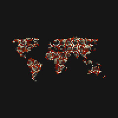 World 3 Silhouette Pixelated pattern map illustration