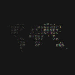 World 3 Silhouette Pixelated pattern map illustration