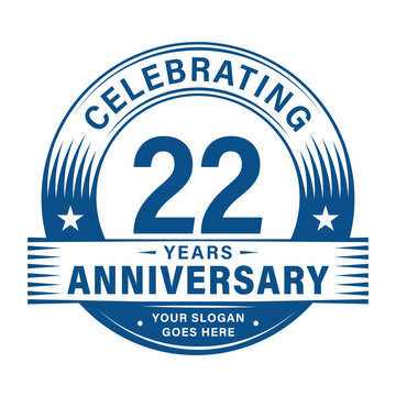 22 years anniversary celebration design template. 22nd logo. Vector and illustrations.
