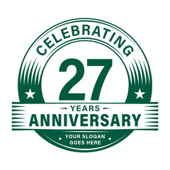 27 years anniversary celebration design template. 27th logo. Vector and illustrations.
