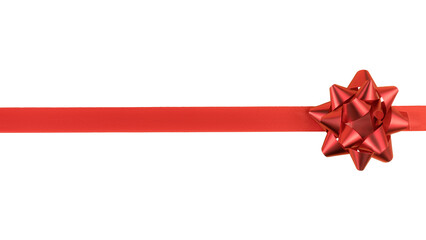 Red decorative bow and ribbon. Png isolated with transparency
