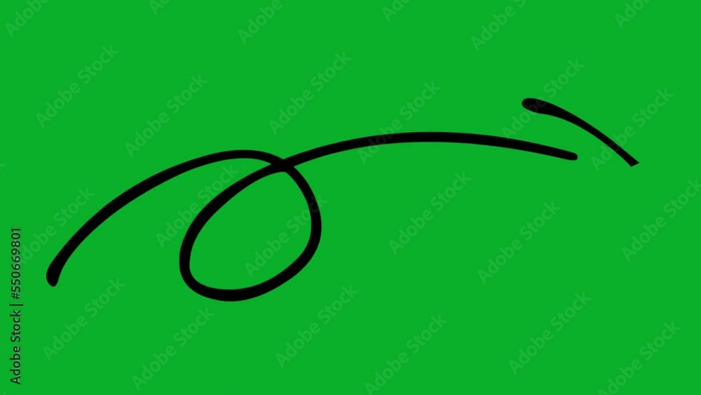 Poster animation of an arrow with a knot drawn and indicating the right side. on a green chrome key backgro