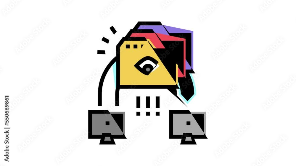 Poster eavesdropping attacks color icon animation