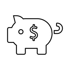 Piggy Bank Dollar Icon In Line Style