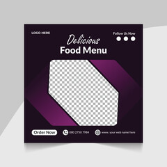 Fresh delicious restaurant food menu banner post, super delicious food flyer, restaurant offer menu social media post template design