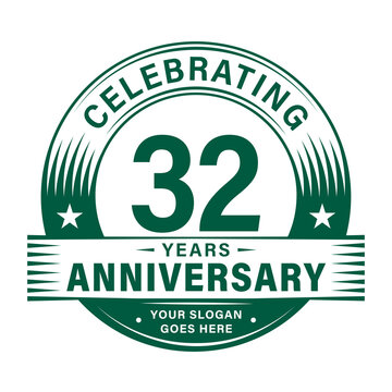 32 years anniversary celebration design template. 32nd logo. Vector and illustrations.
