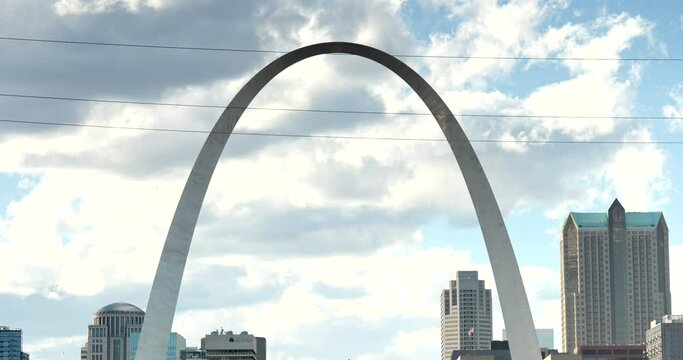 St. Louis Missouri USA downtown city skyline view and the Gateway Arch over the Mississippi River in the summer