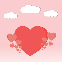 Joyful lovely love heart concept valentine day banner podium with sky decoration for love design for valentine day couple in love sale festival valentine day couple poster sale festival illustration.