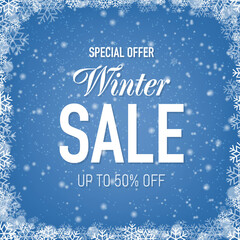 Winter Promotional Sale Banner And Snowflacke