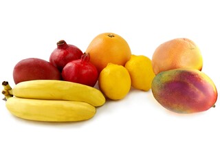 various multicolor tropical fruits close up