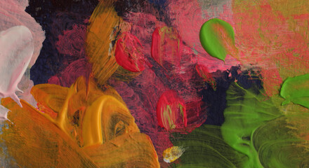 Modern oil and Acrylic smear blot painting wall. Abstract texture color stain brushstroke background. Contemporary art.