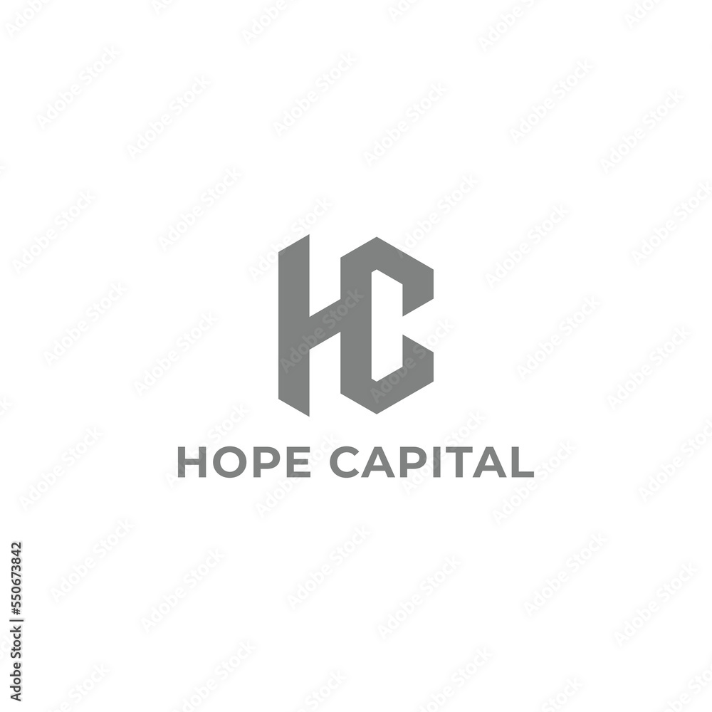 Poster abstract initial letter hc or ch logo in grey color isolated in white background applied for real es