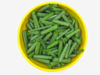 Onion leaves slices in a bowl 