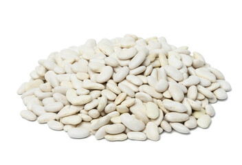 White raw beans isolated on white background