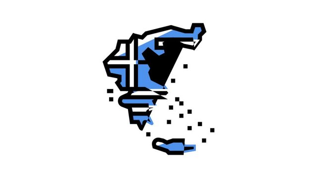 greece country map flag color icon animation