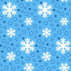 Blue snowflake seamless pattern for Christmas holiday decoration. Thick snow vector illustration