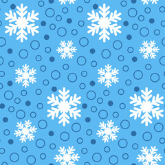 Blue snowflake seamless pattern for Christmas holiday decoration. Thick snow vector illustration