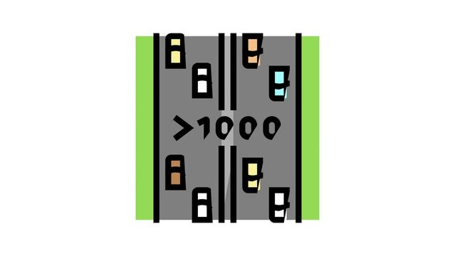 high traffic road color icon animation