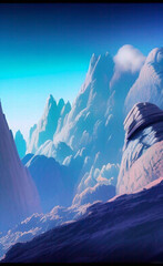 fantasy landscape, mountains on alien planet, science fiction scenery,