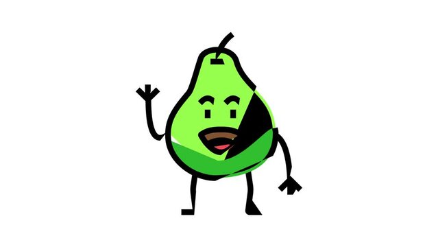 pear fruit character color icon animation