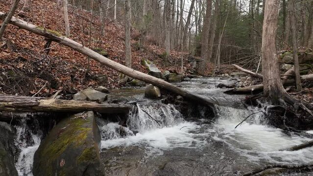 Small waterfalls babbling brook in the Berkshires Massachusetts
