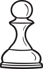 Obraz premium Hand drawn vector sketch. Chess piece isolated on white background. Pawn illustration in doodle style. Drawing of a chess piece pawn. 
