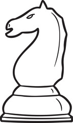 Hand drawn vector sketch. Chess piece on a white background. Chess knight illustration in doodle style. Drawing of a knight of a chess piece.
