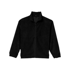 Black realistic Fleece Jacket Mock-Up on White Background