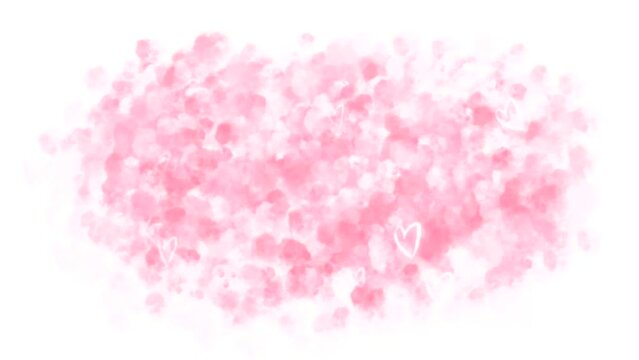Soft pink watercolor backgrounds and textures with colorful abstract art creations. Glowing smoke or cloud texture. Seamless video animation background.