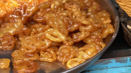 jalebi close up image Indian street food