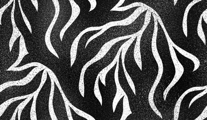 Hand drawn minimal organic shapes pattern. Abstract black hand drawn aesthetic floral illustration on white background.