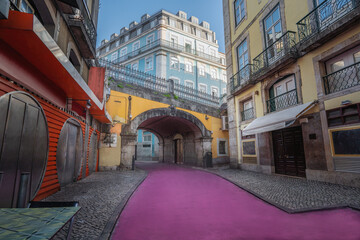 Pink Street (Rua Cor de Rosa) at Cais do Sodre - Lisbon, Portugal