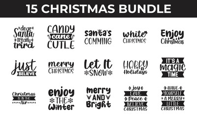 CHRISTMAS 15 Vector Design Bundle, Christmas SVG Bundle, Set of 15 Christmas SVG designs, Holiday SVG Bundle, Christmas SVG files for Circuit, Christmas silhouette SVG, Christmas SVG Bundle