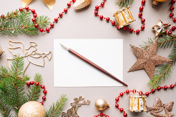 writing card or letter to Santa. christmas mood background 