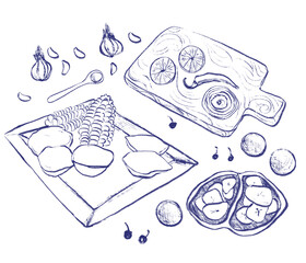 peruvian table with food illustration