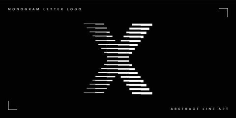 Letter X Logo with Abstract Line Pattern