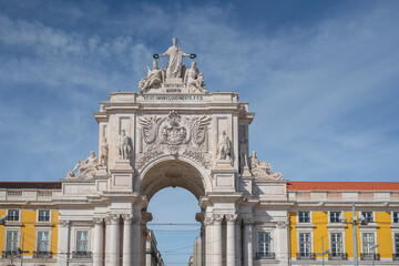 Rua Augusta Arch at Praca do Comercio Plaza - Lisbon, Portugal