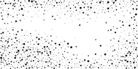 Falling confetti stars. Black stars on a white background. Festive background. Abstract texture on a white background. Design element. Vector illustration, eps 10.