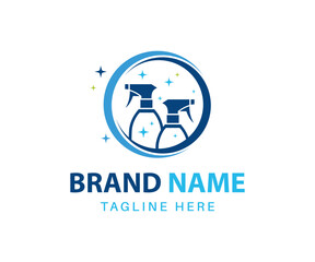 Cleaning logo design. Cleaning services logo design with Sprays as a fresh natural symbol