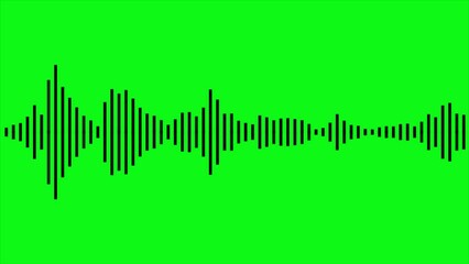 Isolated on green screen black equalizer template. Soundtrack waveform beat repeat. Audio track stereo graphic